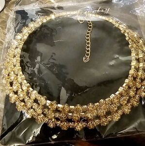 3 layer rhinestone choker